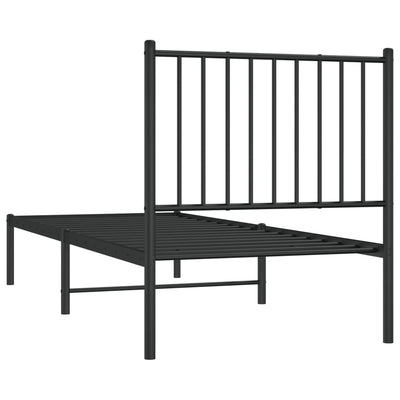 Metallinen sängynrunko päädyllä musta 75x190 cm
