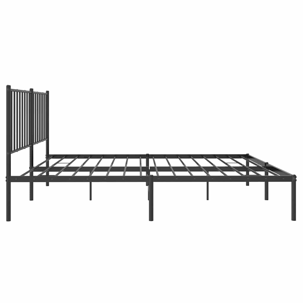Musta metallinen sängynrunko päädyllä Necsoiu 135x190cm