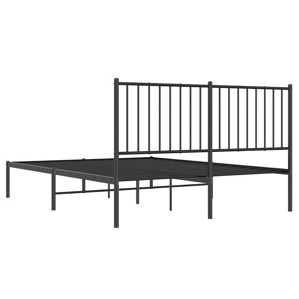 Musta metallinen sängynrunko päädyllä Necsoiu 135x190cm
