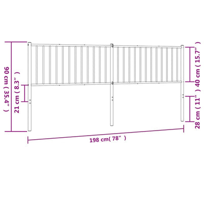 Metallinen sängynpääty musta 193 cm