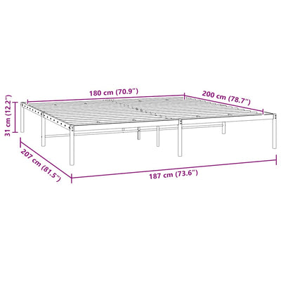 Valkoinen metallinen sängynrunko Necsoiu 180x200cm