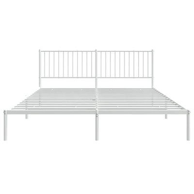 Valkoinen metallinen sängynrunko päädyillä Necsoiu 180x200cm