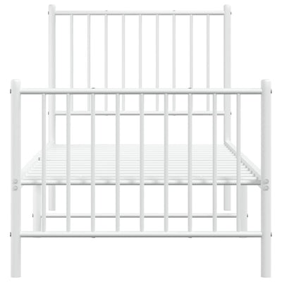 Valkoinen metallinen sängynrunko päädyillä Necsoiu 75x190cm