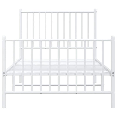 Valkoinen metallinen sängynrunko päädyillä Necsoiu 90x200cm