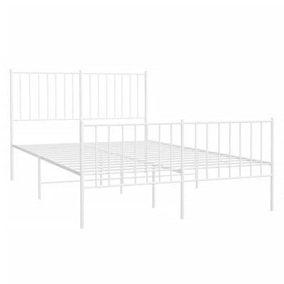 Valkoinen metallinen sängynrunko päädyillä Necsoiu 120x200cm