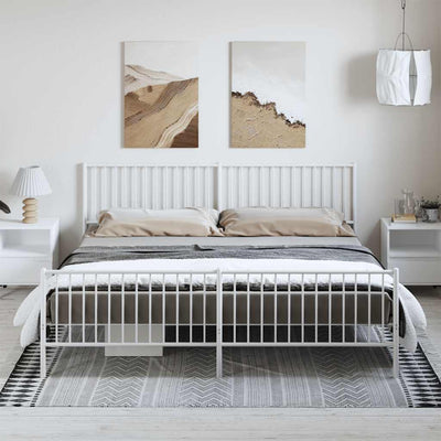Valkoinen metallinen sängynrunko päädyillä Necsoiu 193x203cm
