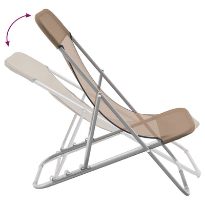 Taitettavat rantatuolit 2 kpl taupe Textilene / teräs