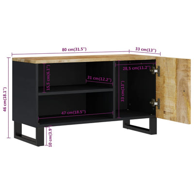 TV-taso 80x33x46 cm täysi mangopuu ja tekninen puu