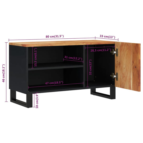 TV-taso 80x33x46 cm täysi akasiapuu ja tekninen puu