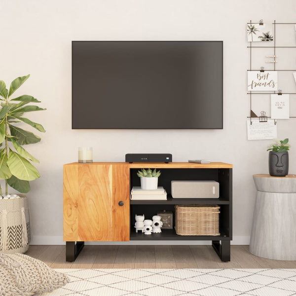 TV-taso 80x33x46 cm täysi akasiapuu ja tekninen puu