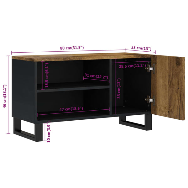 80x33x46 cm TV-taso, täysi mangopuu ja tekninen puu