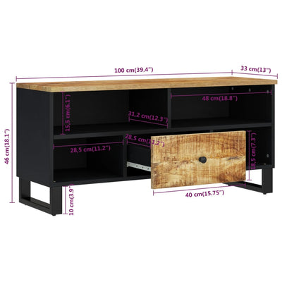 TV-taso 100x33x46 cm täysi mangopuu ja tekninen puu