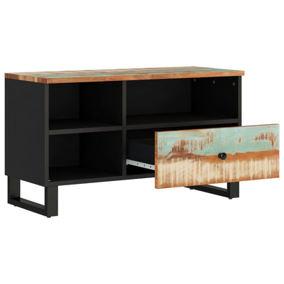 TV-taso 80x33x46 cm kierrätetty täyspuu ja tekninen puu