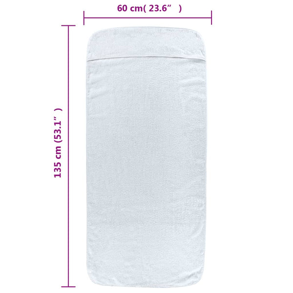 Valkoinen rantapyyhkeet Kazuo 60x135cm (2 kpl kangas 400 gsm)