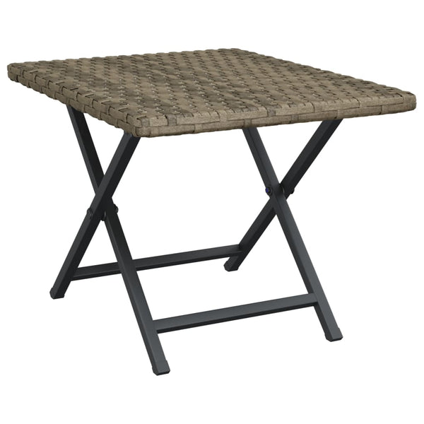 Harmaa taitettava pöytä Sandut 45x35x32cm (polyrottinki)