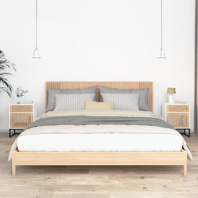 Valkoinen yöpöydät Ridivan 40x30x55,5cm (2 kpl, puinen ja rauta)