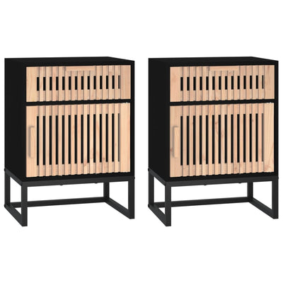 Yöpöydät 2 kpl musta 40x30x55,5 cm tekninen puu ja rauta