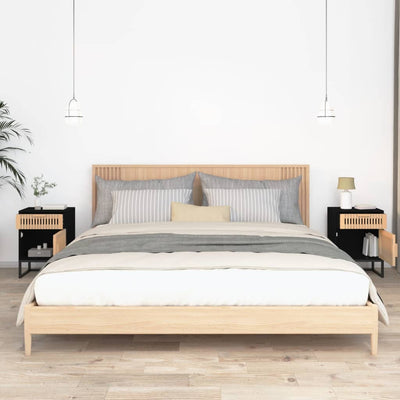 Musta yöpöydät Ridivan 40x30x55,5cm (2 kpl puinen ja rauta)