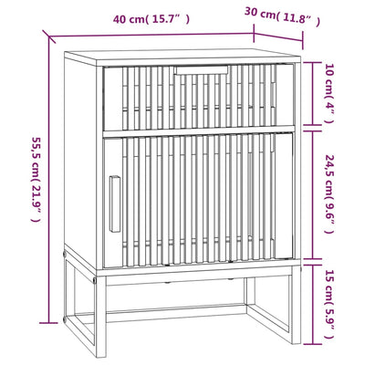 Yöpöydät 2 kpl musta 40x30x55,5 cm tekninen puu ja rauta