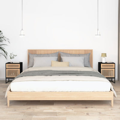 Musta yöpöydät Ridivan 40x30x55,5cm (2 kpl puinen ja rauta)