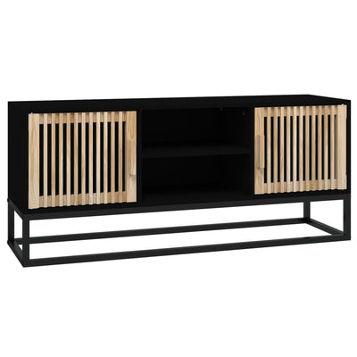 TV-taso musta 105x30x45 cm tekninen puu ja rauta