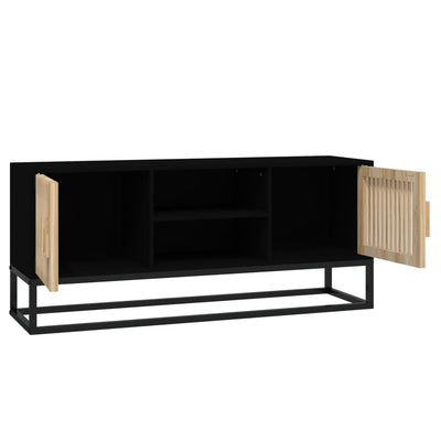 TV-taso musta 105x30x45 cm tekninen puu ja rauta