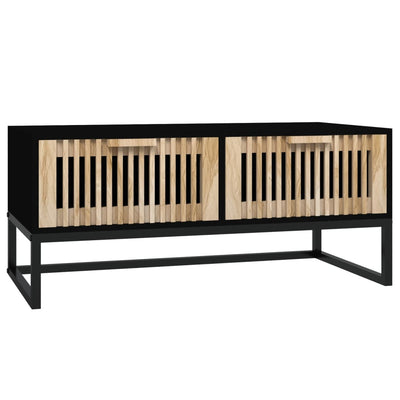 Sohvapöytä musta 80x40x35 cm tekninen puu ja rauta
