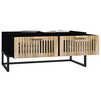 Sohvapöytä musta 80x40x35 cm tekninen puu ja rauta