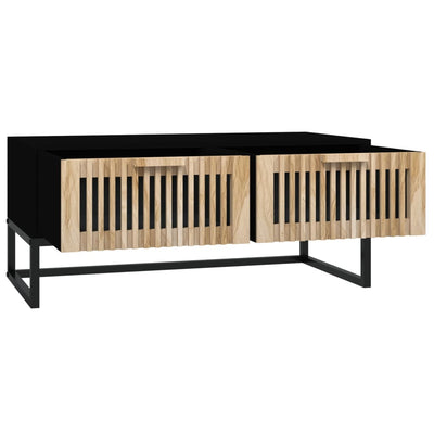 Sohvapöytä musta 80x40x35 cm tekninen puu ja rauta
