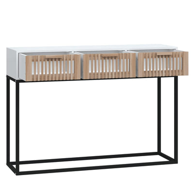 Konsolipöytä valkoinen 105x30x75 cm tekninen puu ja rauta