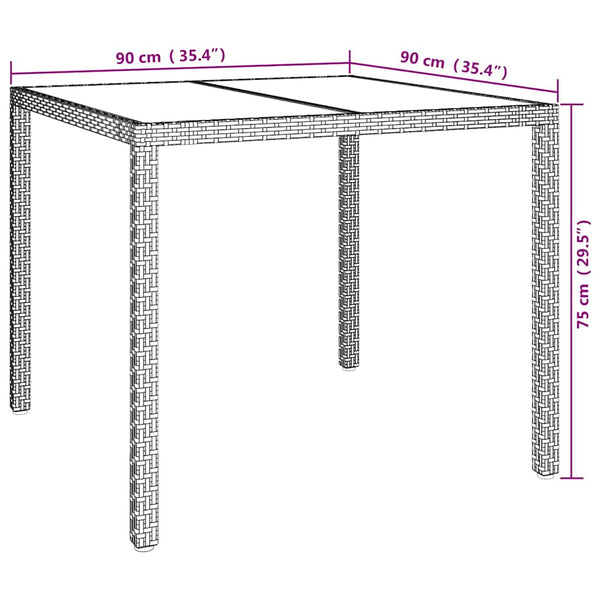 Puutarhapöytä Musta 90 x 90 x 75 cm polyrottinki