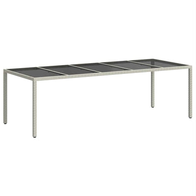 Valkoinen puutarhapöytä Iboica 250x100x75cm (polyrottinki ja lasi)