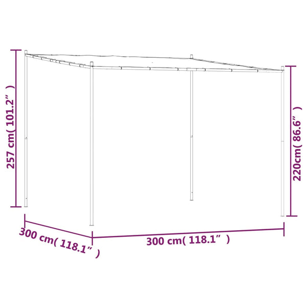 Valkoinen katos Per 3x3 m (180 g/m² kangas ja teräs)