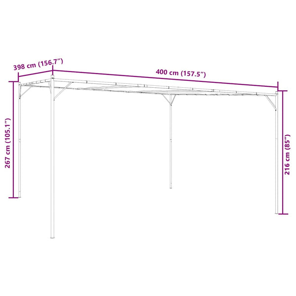 Valkoinen katos Chesaru 4x4 m (180 g/m² kangas ja teräs)