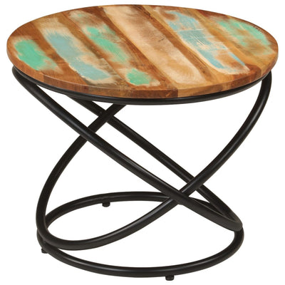 Sohvapöytä Oroviceanu Ø50x40cm (kierrätetty täyspuu ja teräs)