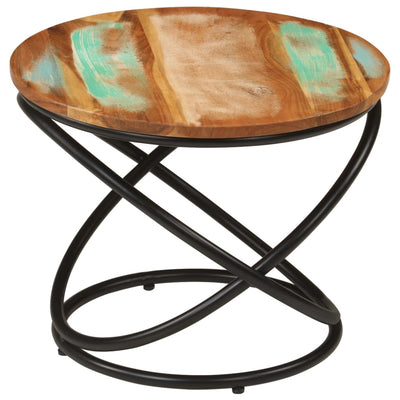 Sohvapöytä Oroviceanu Ø50x40cm (kierrätetty täyspuu ja teräs)