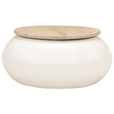 Valkoinen sohvapöytä Deacrisa 51x51x27cm (mangopuu)