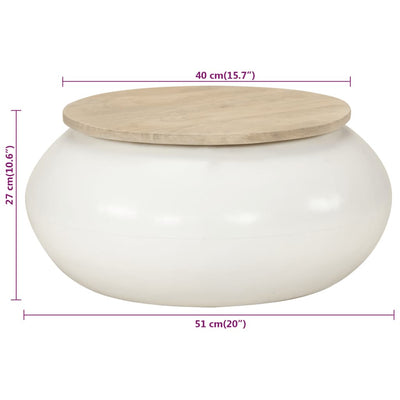 Valkoinen sohvapöytä Deacrisa 51x51x27cm (mangopuu)