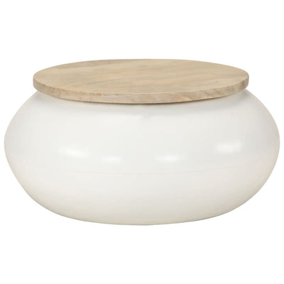 Valkoinen sohvapöytä Deacrisa 51x51x27cm (mangopuu)