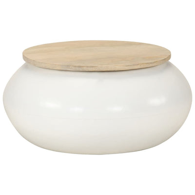 Valkoinen sohvapöytä Deacrisa 51x51x27cm (mangopuu)