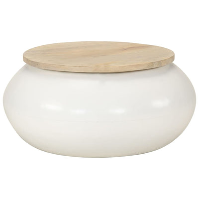 Valkoinen sohvapöytä Deacrisa 51x51x27cm (mangopuu)