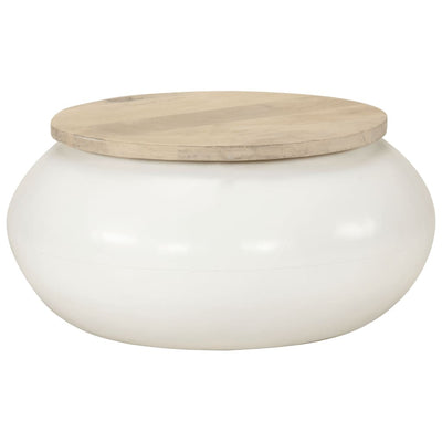 Valkoinen sohvapöytä Deacrisa 51x51x27cm (mangopuu)