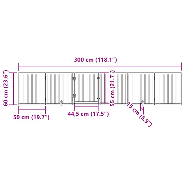 Koiraportti kokoontaittuva 6 paneelia musta 300 cm poppelipuu
