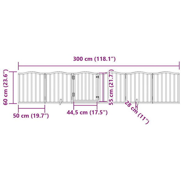 Koiraportti kokoontaittuva 6 paneelia musta 300 cm poppelipuu