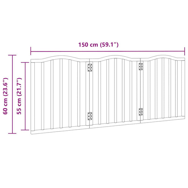 Koiraportti taitettava 3 paneelia ruskea tammi 150cm poppelipuu