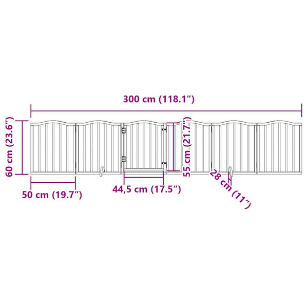 Koiraportti taitettava 6 paneelia ruskea tammi 300cm poppelipuu