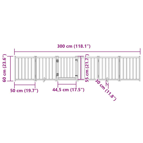 koiraportti taitettava 6 paneelia valkoinen 300 cm täysi kuusi