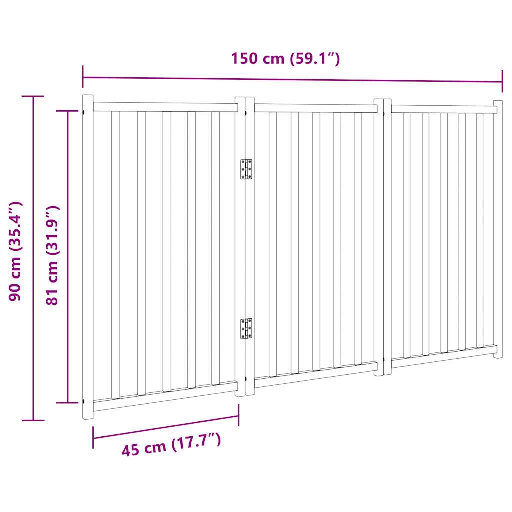 Valkoinen koiraportti taitettava 3 paneelia Cremenasiu 150cm (kuusi)