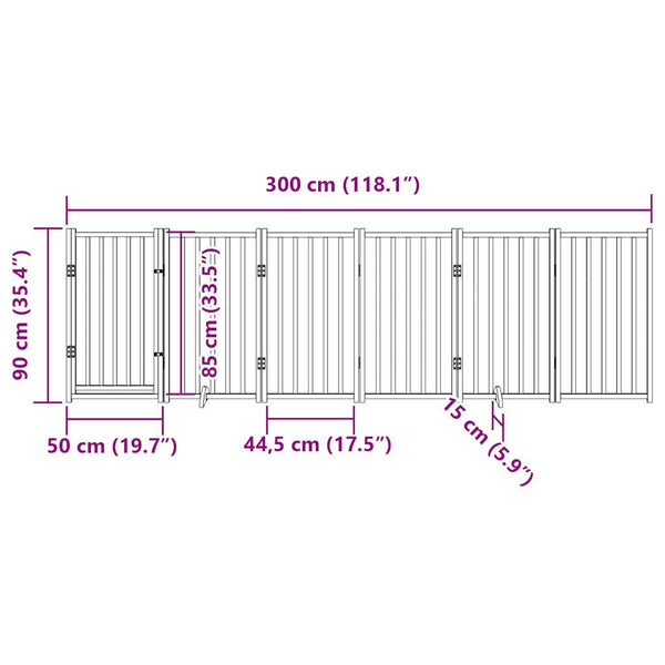 koiraportti taitettava 6 paneelia valkoinen 300 cm täysi kuusi