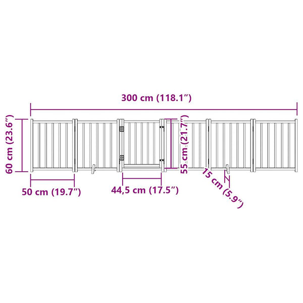koiraportti kokoontaittuva 6 paneelia musta 300 cm täysi kuusi